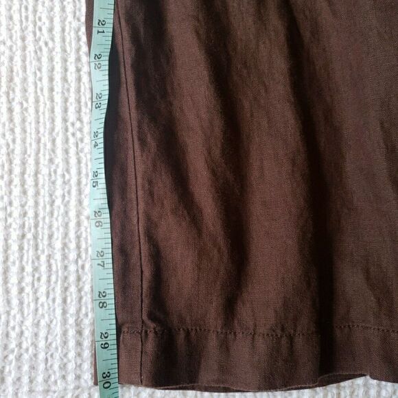 Madison Women's Size 12 Pants Brown 100% Linen Wide Leg Flat Front Dress Pants - Picture 9 of 10